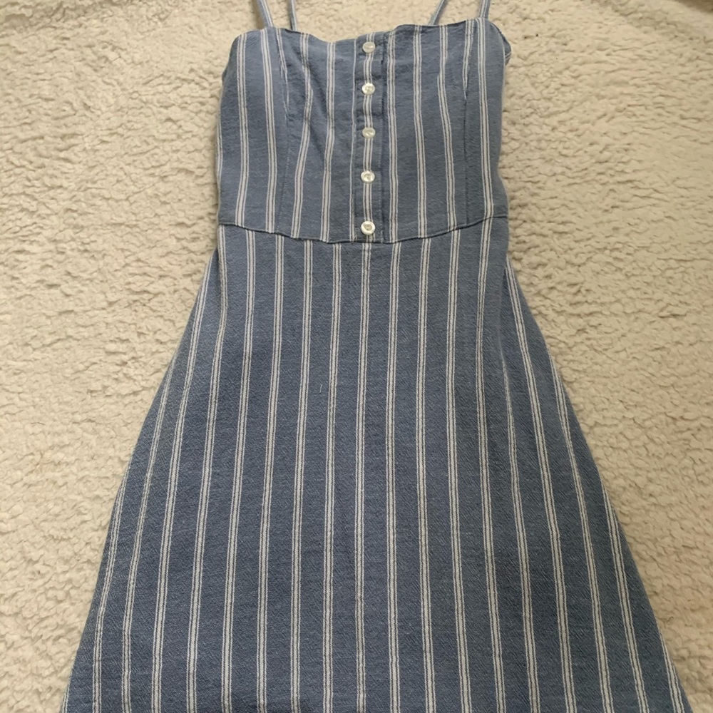 Blue and white striped dress